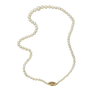 Vintage Cream Japanese Saltwater Akoya Cultured Pearl Necklace - 14K Yellow Gold 16.50 Inch