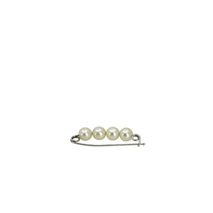 Shortener Mid Century Petite Cultured Saltwater Akoya Pearl Bar Pin- Sterling Silver