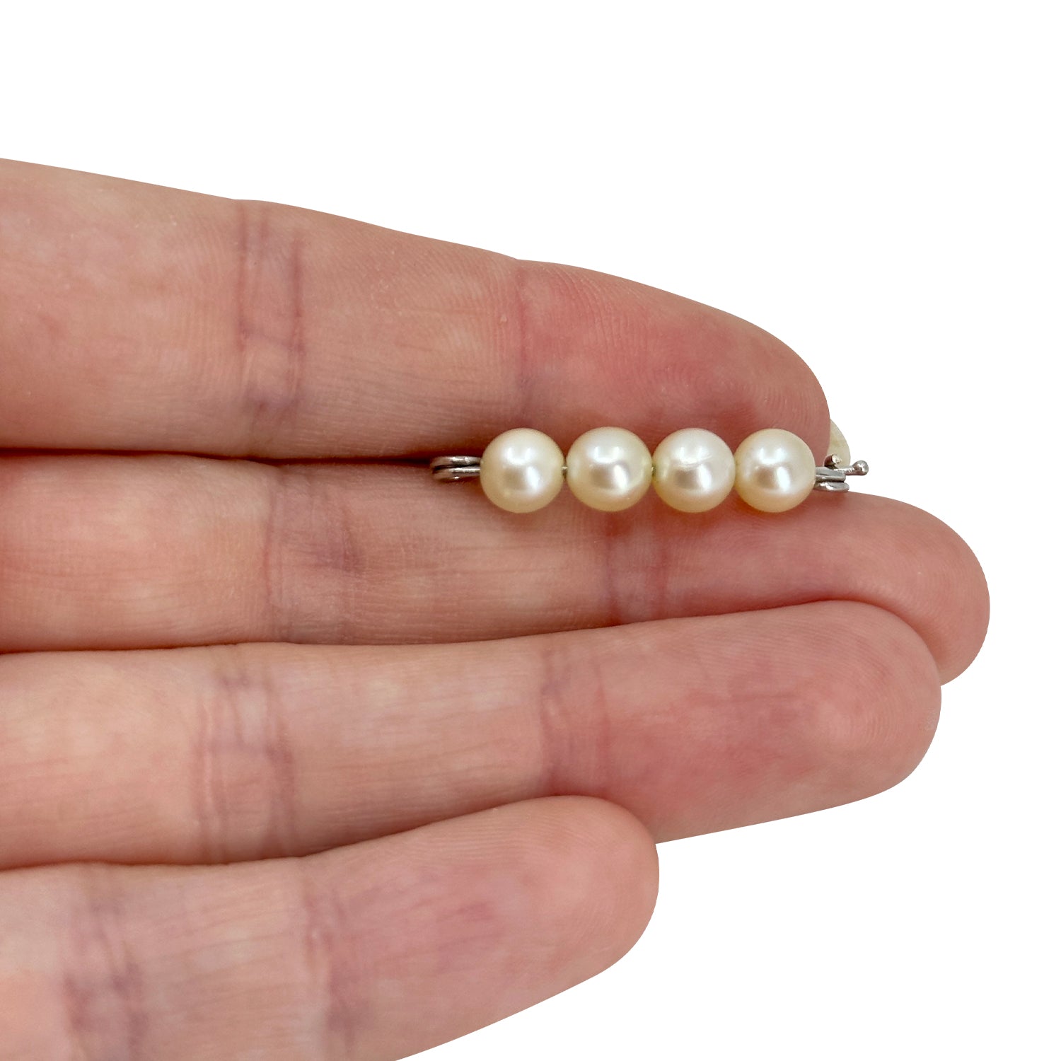 Shortener Mid Century Petite Cultured Saltwater Akoya Pearl Bar Pin- Sterling Silver