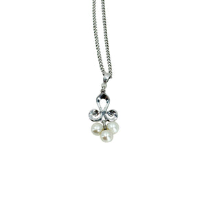 Vintage Mikimoto Lavaliere Drop Saltwater Akoya Cultured Pearl Engraved Pendant Necklace- Sterling Silver 16 Inch
