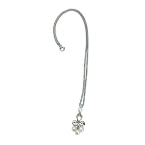 Vintage Mikimoto Lavaliere Drop Saltwater Akoya Cultured Pearl Engraved Pendant Necklace- Sterling Silver 16 Inch