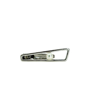 Mikimoto Modernist Designer Men's Japanese Saltwater Akoya Cultured Pearl Tie Bar- Sterling Silver