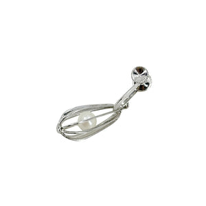 Cadge Dangle Japan Akoya Saltwater Cultured Pearl Screwback Drop Earrings- Sterling Silver