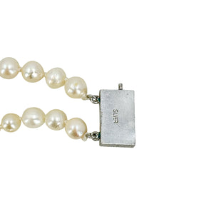 Star Sapphire Double Strand Baroque Japanese Saltwater Akoya Cultured Pearl Vintage Bracelet -Sterling Silver