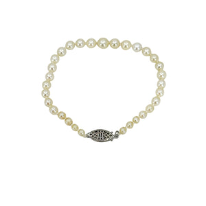 Petite Graduated Vintage Japanese Saltwater Akoya Cultured Pearl Bracelet- Sterling Silver