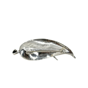 Mings Of Honolulu Textured Leaf Vintage Hawaii Akoya Saltwater Cultured Pearl Brooch - Sterling Silver