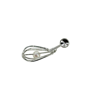 Vintage Akoya Saltwater Cultured Cadged Pearl Screwback Earrings Pendant Set- Sterling Silver