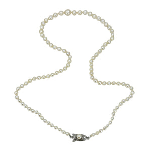 Baroque Art Deco Japanese Saltwater Cultured Akoya Pearl Graduated Necklace - Sterling Silver 19.50 Inch