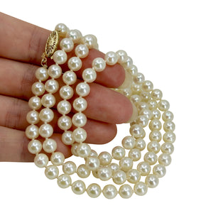 Vintage Opera Japanese Saltwater Cultured Akoya Pearl Vintage MCM Necklace Strand - 14K Yellow Gold 31.75 Inch