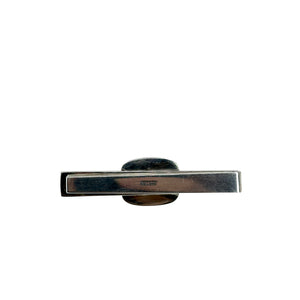 Vintage Black Onyx Mid Century Men's Japanese Saltwater Akoya Cultured Pearl Tie Bar- Sterling Silver