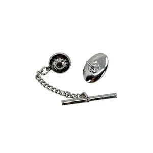 Designer Hickok Mid-Century Modern Japanese Saltwater Akoya Cultured Pearl Brushed Tie Tac- Sterling Silver