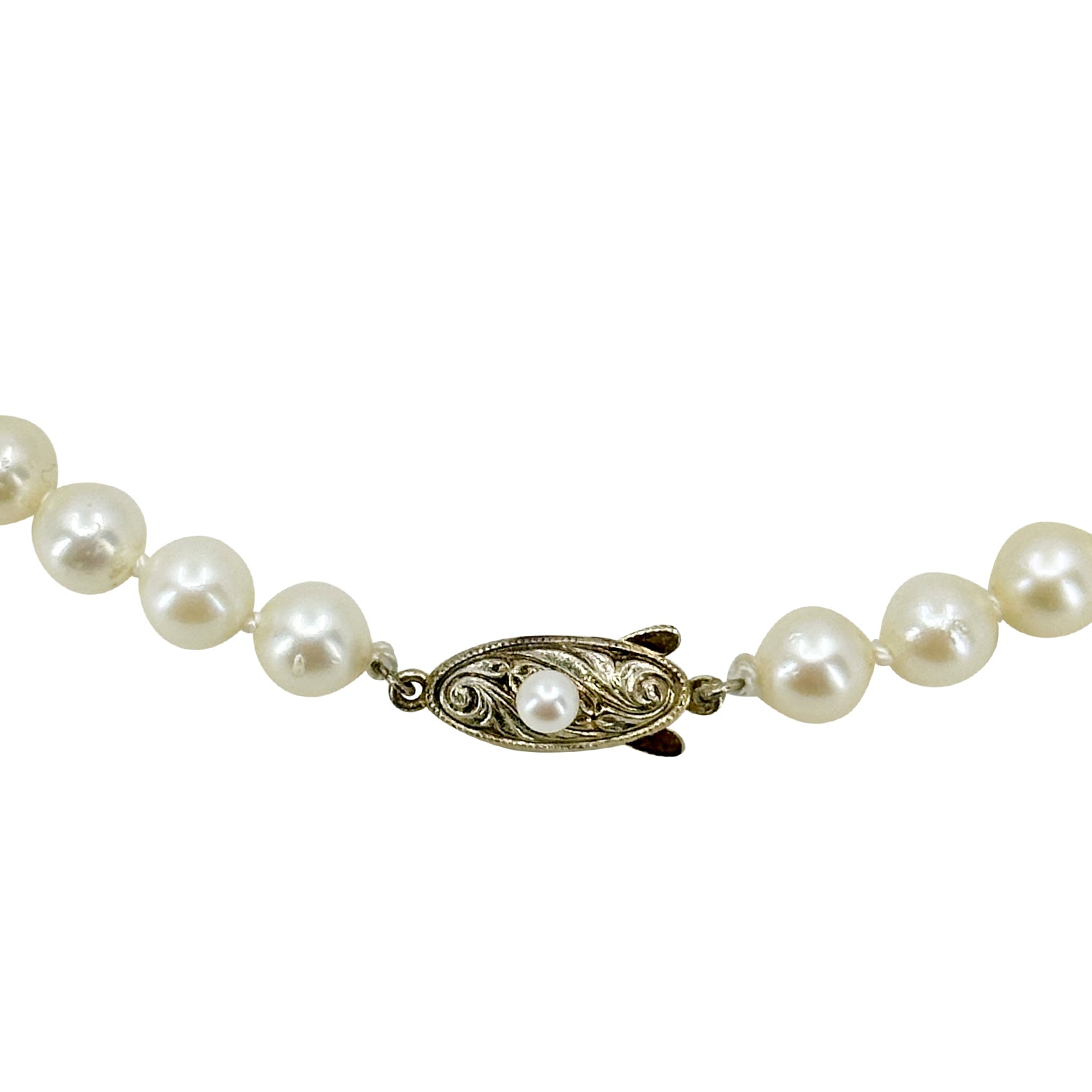 Choker Vintage Japanese Saltwater Akoya Cultured Pearl Necklace - Sterling Silver Gold Filled 13.75 Inch