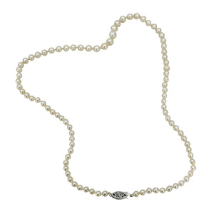 Quality Retro Japanese Saltwater Akoya Cultured Pearl Graduated Vintage Necklace - 10K White Gold 18.50 Inch