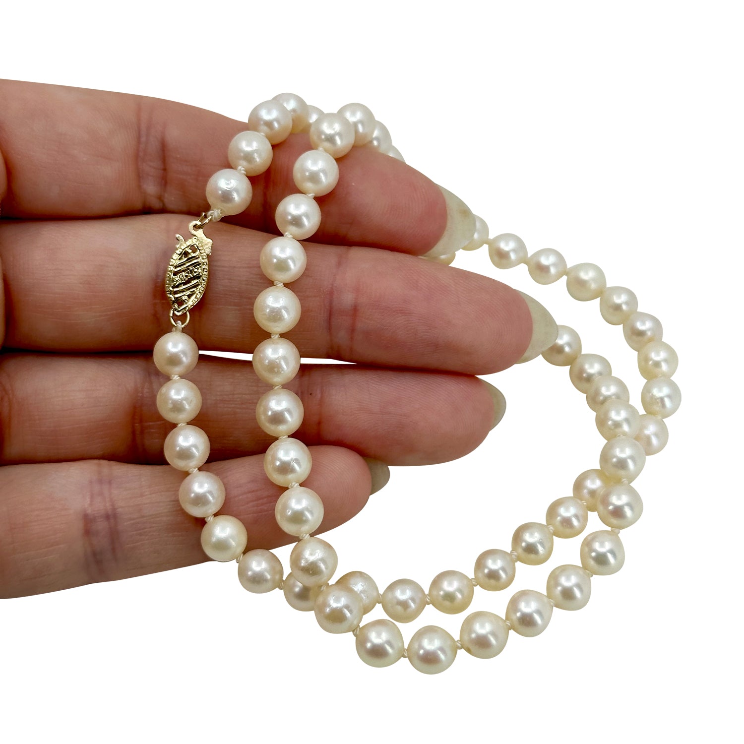 MCM Vintage Japanese Cultured Saltwater Akoya Pearl Necklace - 14K Yellow Gold 18.25 Inch