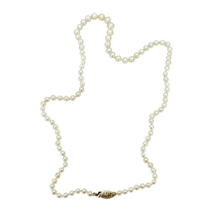 Graduated Vintage Japanese Cultured Saltwater Akoya Pearl Necklace - 14K Yellow Gold 20.25 Inch