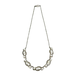 Twisted Infinity Vintage Japanese Saltwater Akoya Cultured Pearl Mid Century Necklace- Sterling Silver 16 Inch