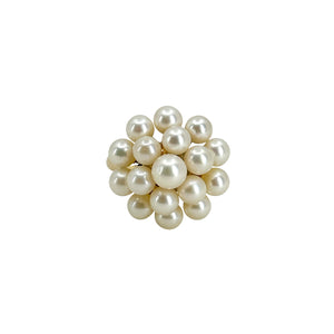 Large Dome Cluster Mid Century Japanese Saltwater Akoya Cultured Pearl Vintage Ring- 14K Yellow Gold Size 6.50