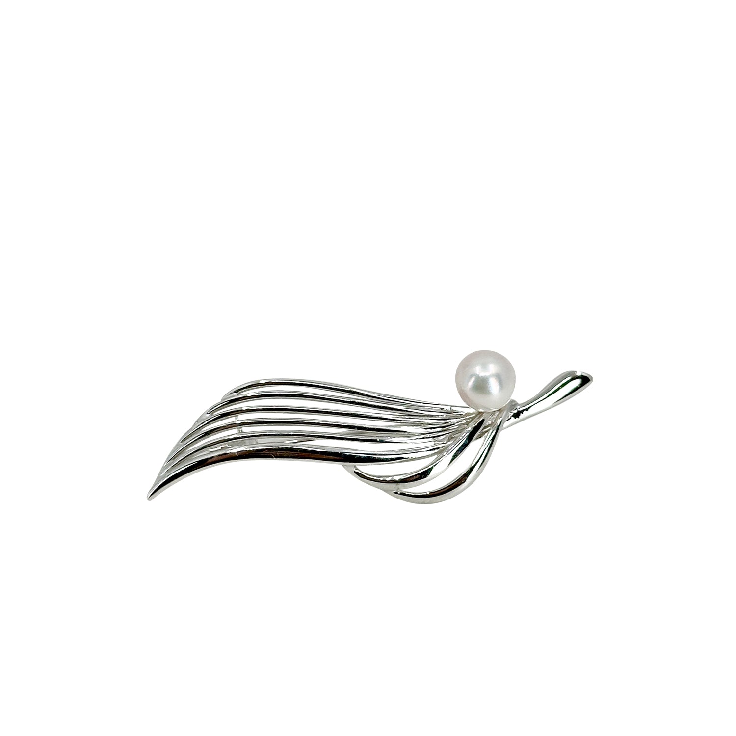 Pearl Brooch Branch Genuine Cultured Pearl Jewelry Sterling Silver 1950s 