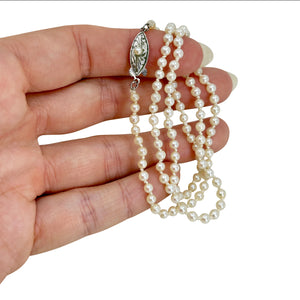Tiny Petite Vintage Japanese Saltwater Cultured Akoya Seed Pearl Necklace - Sterling Silver 18.75 Inch