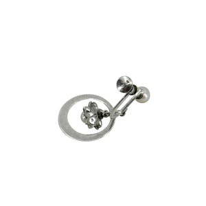 Hoop Cherry Blossom Japanese Sakura Akoya Saltwater Cultured Pearl Screwback Earrings- Sterling Silver
