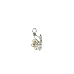 Petite Designer Mikimoto Vintage Leaf Saltwater Akoya Cultured Pearl Conversion Pendant- Sterling Silver