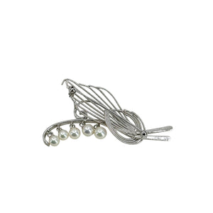 Original Box Lily of the Valley Vintage Japanese Saltwater Akoya Cultured Pearl Mid-Century Brooch Taiwan - Sterling Silver