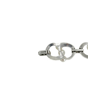 Modernist Bubble Circle Japanese Saltwater Akoya Cultured Pearl Link Bracelet- Sterling Silver