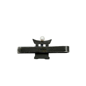 Black Vintage Tori Fuji Men's Japanese Saltwater Akoya Cultured Pearl Sakura Cherry Tie Bar- Sterling Silver
