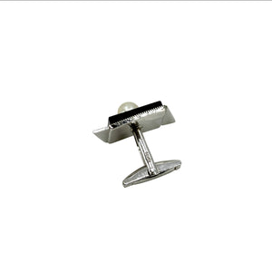 Engraved Black Onyx Modernist Japanese Saltwater Akoya Cultured Pearl Mens Cufflinks- Sterling Silver