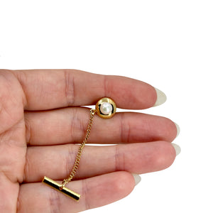 Mid-Century Modern Japanese Saltwater Akoya Cultured Pearl Vintage Tie Tac- Gold Filled