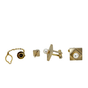 Mid-Century Miyazaki Designer Japanese Saltwater Akoya Cultured Pearl Vintage Tie Tac- 18K Gold Filled