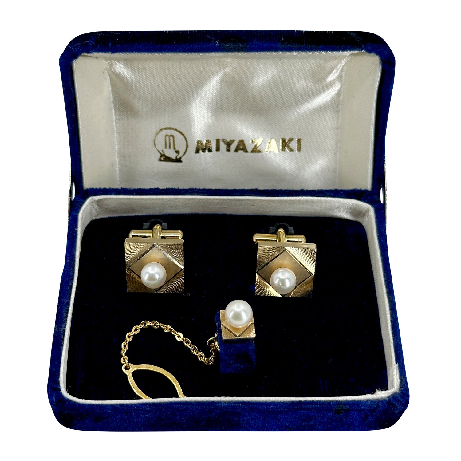 Mid-Century Miyazaki Designer Japanese Saltwater Akoya Cultured Pearl Vintage Tie Tac- 18K Gold Filled