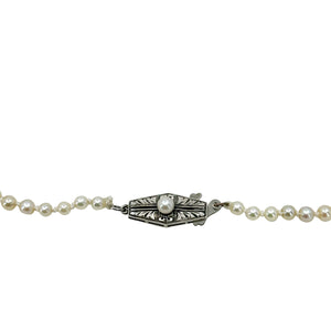 High Quality Art Deco Japanese Saltwater Cultured Akoya Pearl Graduated Necklace - Sterling Silver 21.25 Inch