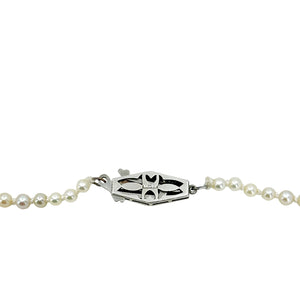 High Quality Art Deco Japanese Saltwater Cultured Akoya Pearl Graduated Necklace - Sterling Silver 21.25 Inch