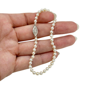 Petite Vintage Japanese Saltwater Akoya Cultured Seed Pearl Retro Bracelet- Sterling Silver