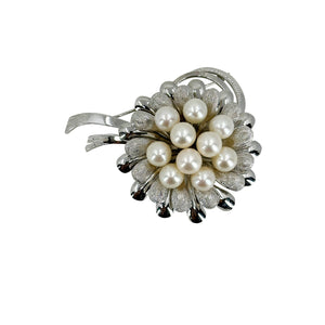 Chrysanthemum Flower Japanese Saltwater Akoya Cultured Pearl Vintage Brooch Obidome- Sterling Silver (Copy)