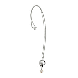 Tasaki Ribbon Pearl Designer Akoya Saltwater Cultured Pearl Pendant- Sterling Silver 18 Inch