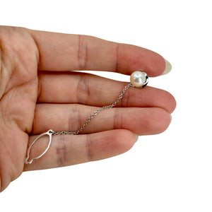 Designer Mikimoto Mid-Century Modern Japanese Saltwater Akoya Cultured Pearl Tie Tac- Sterling Silver