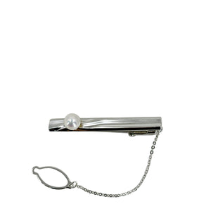 Designer Inoue Vintage Men's Japanese Saltwater Akoya Cultured Pearl Tie Bar- Sterling Silver