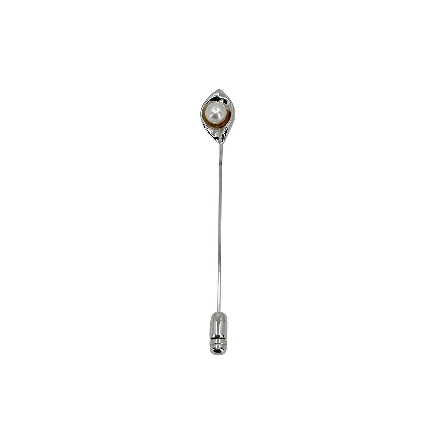 Solitaire Japanese Saltwater Akoya Cultured Pearl Hat Stick Pin- Sterling Silver