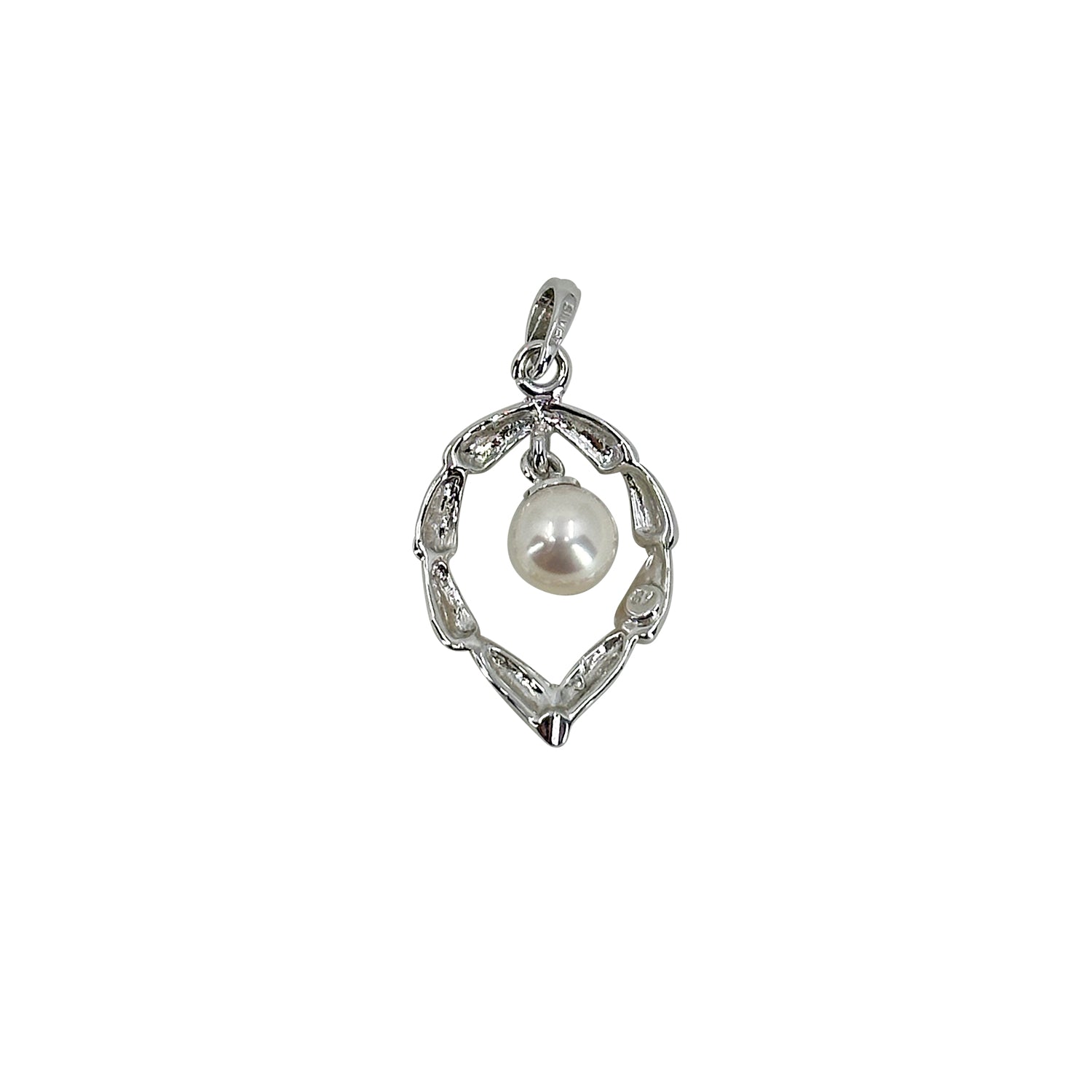 Quality Solitaire Japanese Saltwater Cultured Akoya Vintage Charm Pendant- Sterling Silver