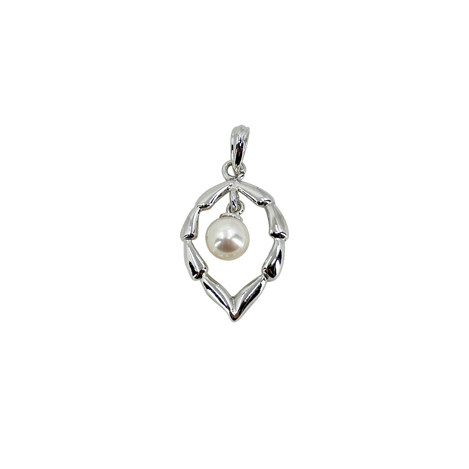 Quality Solitaire Japanese Saltwater Cultured Akoya Vintage Charm Pendant- Sterling Silver