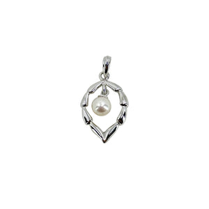 Quality Solitaire Japanese Saltwater Cultured Akoya Vintage Charm Pendant- Sterling Silver