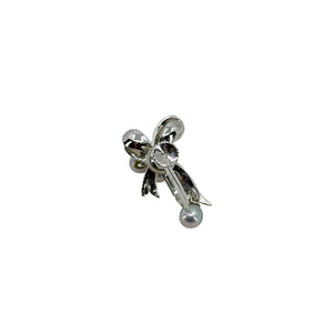 Vintage Blue Gray Ribbon Japanese Akoya Saltwater Cultured Pearl Screwback Earrings- Sterling Silver