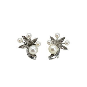Vintage Mikimoto Burst Firework Akoya Saltwater Cultured Pearl Screwback Earrings- Sterling Silver