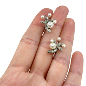 Vintage Mikimoto Burst Firework Akoya Saltwater Cultured Pearl Screwback Earrings- Sterling Silver