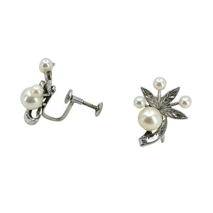 Vintage Mikimoto Burst Firework Akoya Saltwater Cultured Pearl Screwback Earrings- Sterling Silver