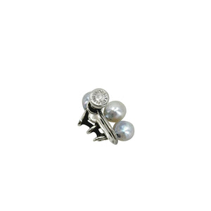 Baroque Blue Triple Japanese Akoya Saltwater Cultured Pearl Screwback Earrings- Sterling Silver