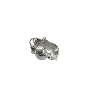 Engraved Vine Japanese Akoya Saltwater Cultured Pearl Vintage Screwback Earrings- Sterling Silver
