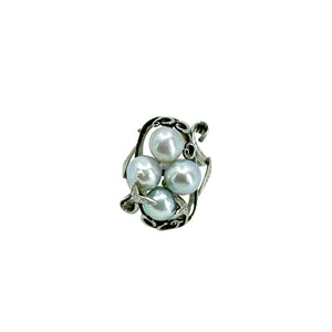 Large Baroque Blue Gray Japanese Saltwater Akoya Cultured Pearl Vintage Ring- Sterling Silver Sz 6.5 